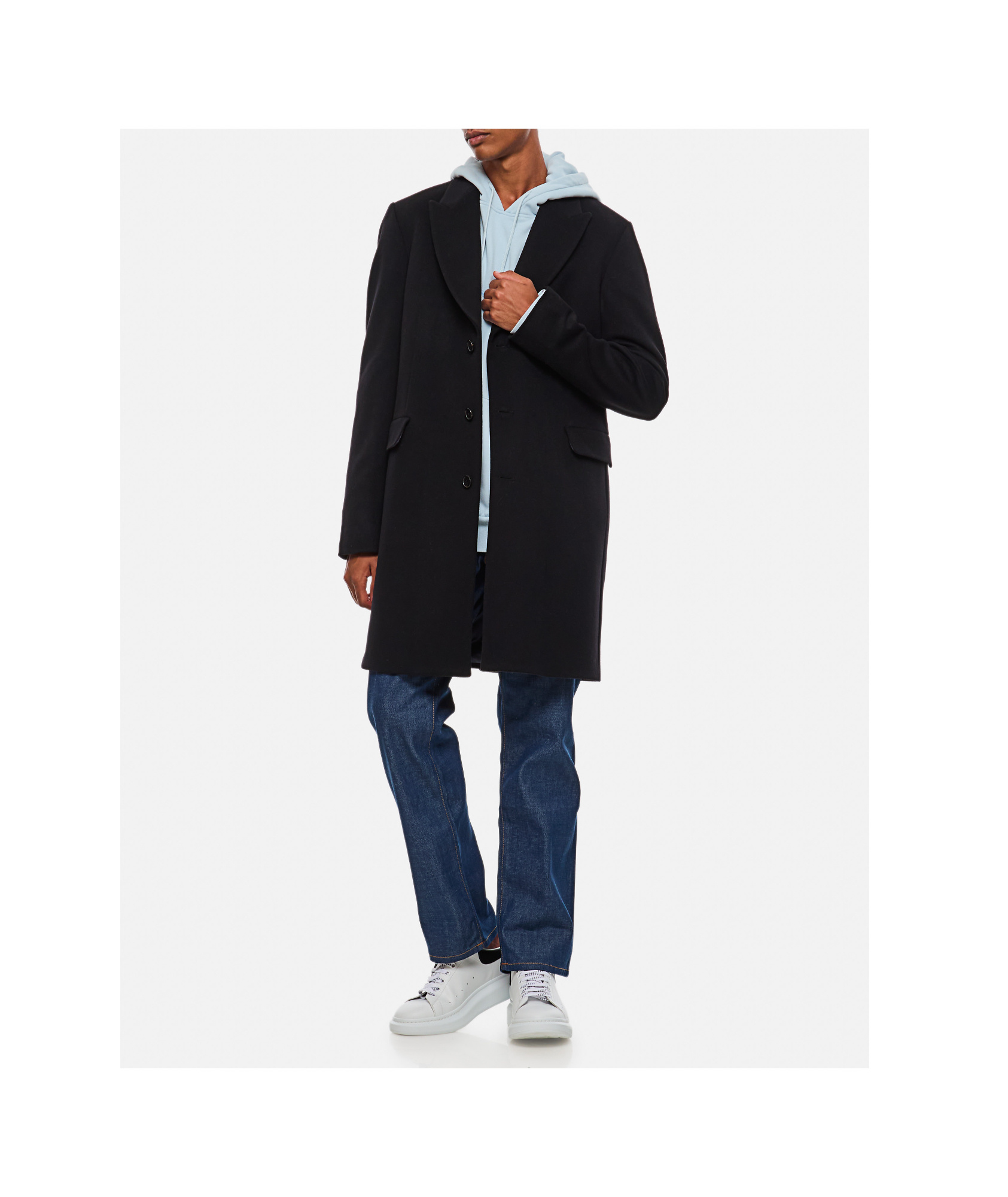 Paul Smith Single-breasted Lapel Coat In Black