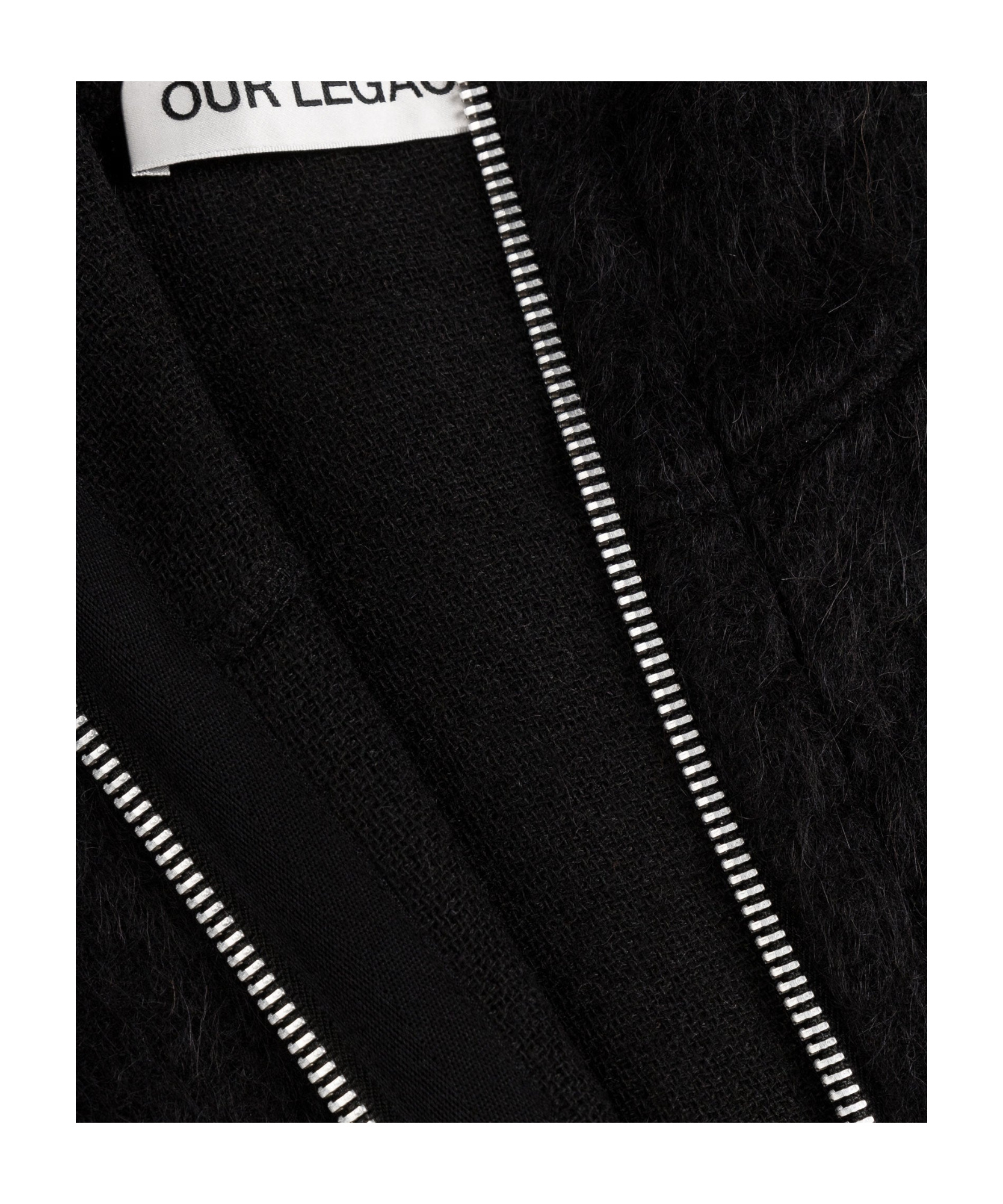 Our Legacy Textured Full Zip Hood Sweatshirt With Cozy Hood In Black