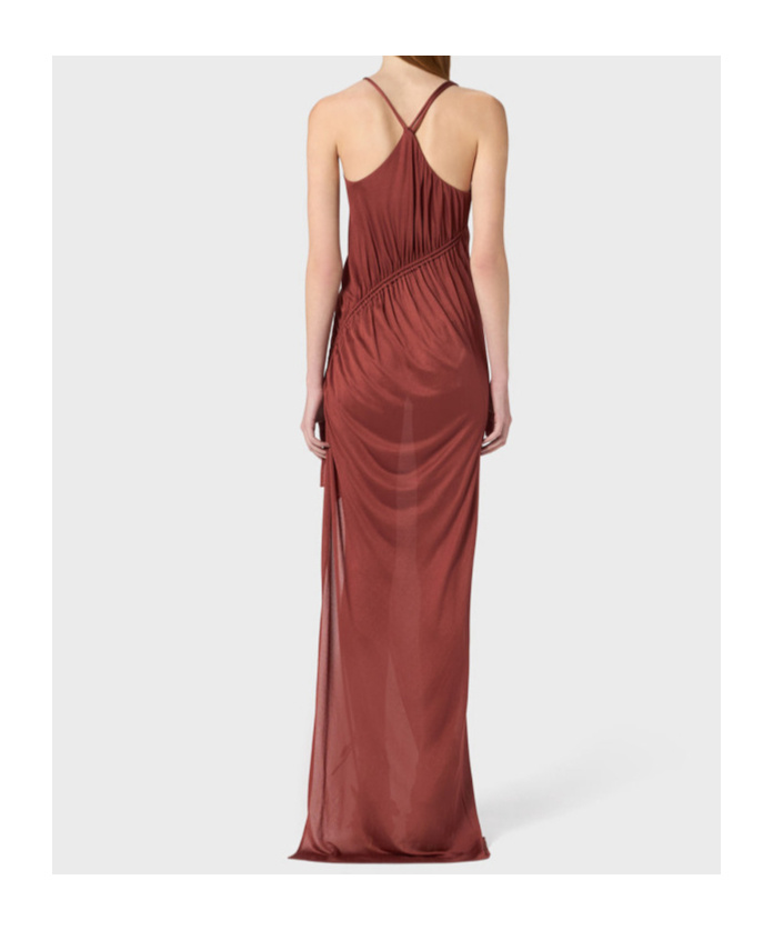 Blumarine Brick Crepe Dress In Brown