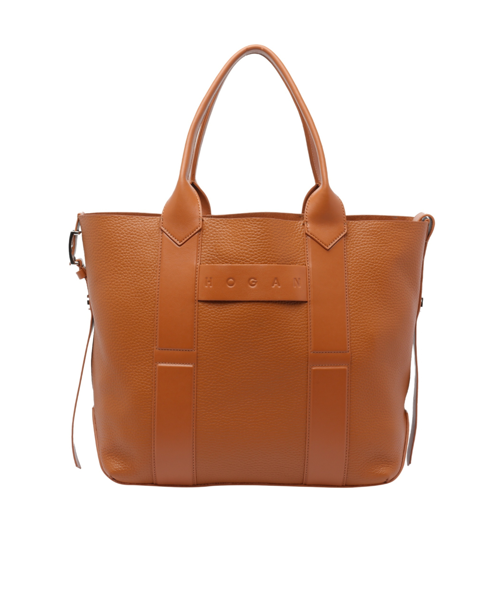 Hogan Leather Tote Bag With Detachable Strap In Brown