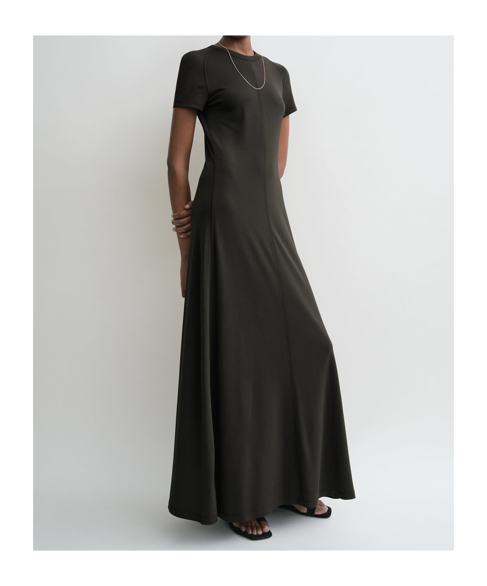 Totême Womens Pleated Short-sleeve Jersey Midi Dress Black Xs In Black