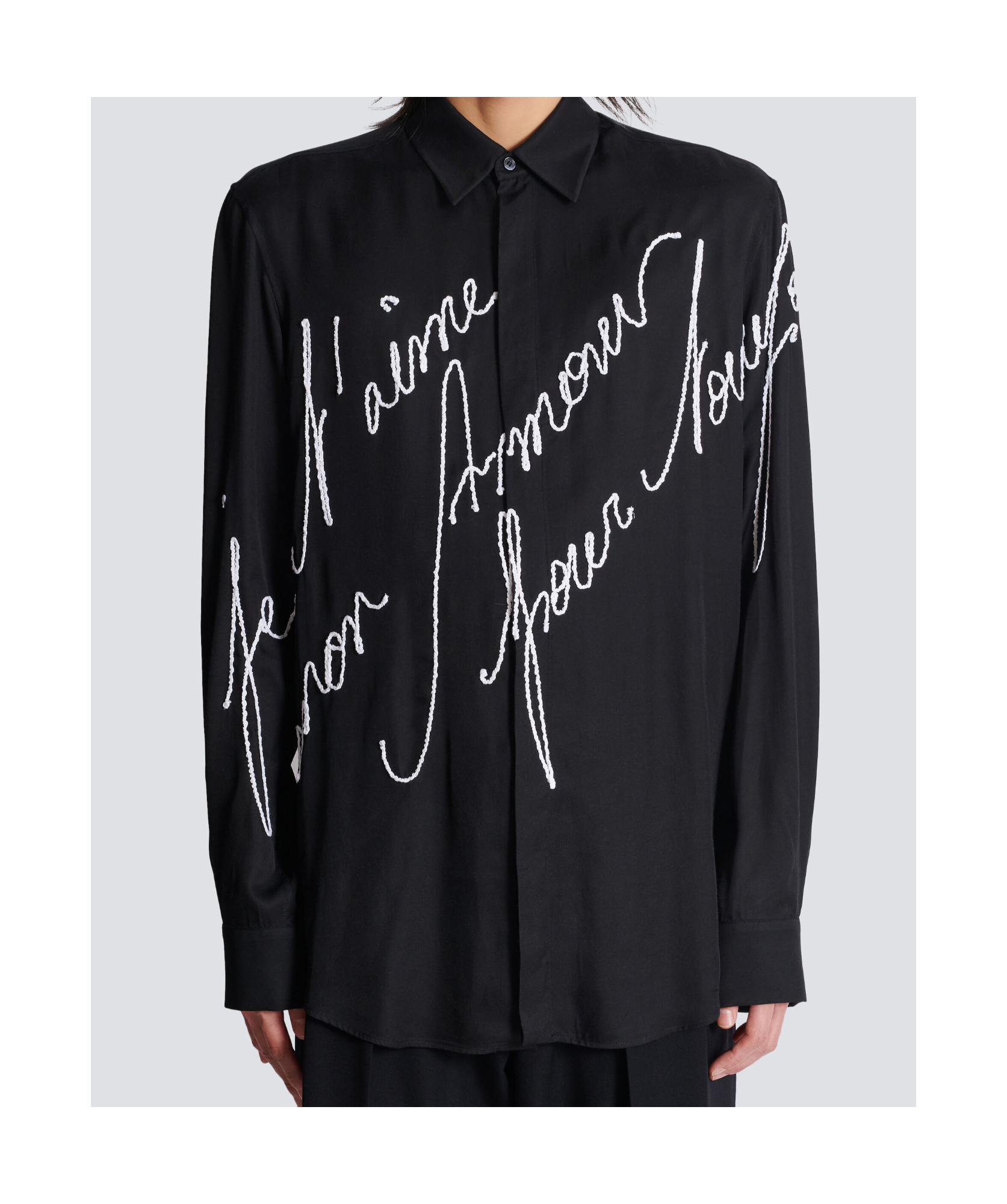 Balmain Love Letter Embroidered Shirt In Black