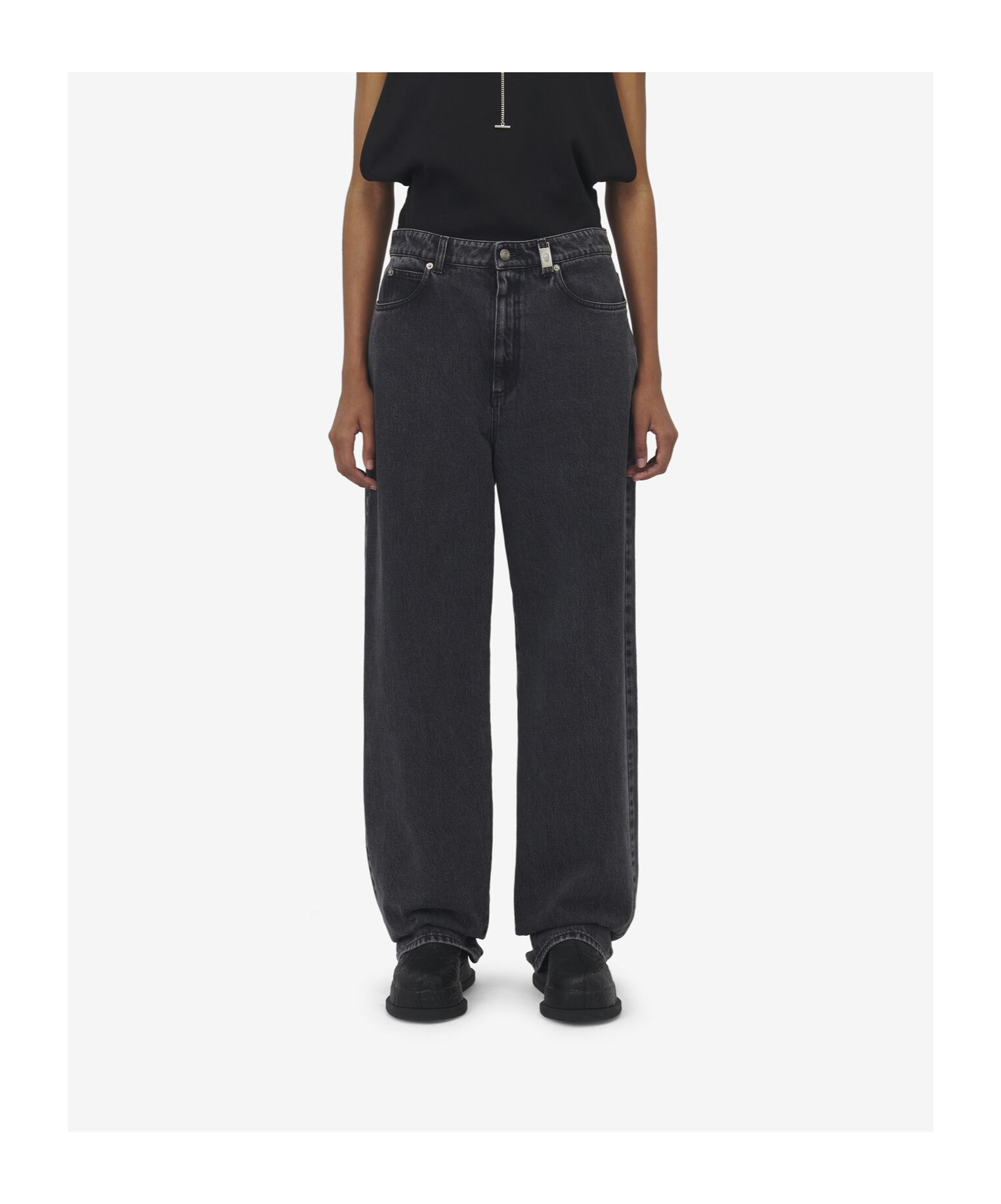 Alexander Mcqueen Wide-leg Skull Plaque Jeans In Black