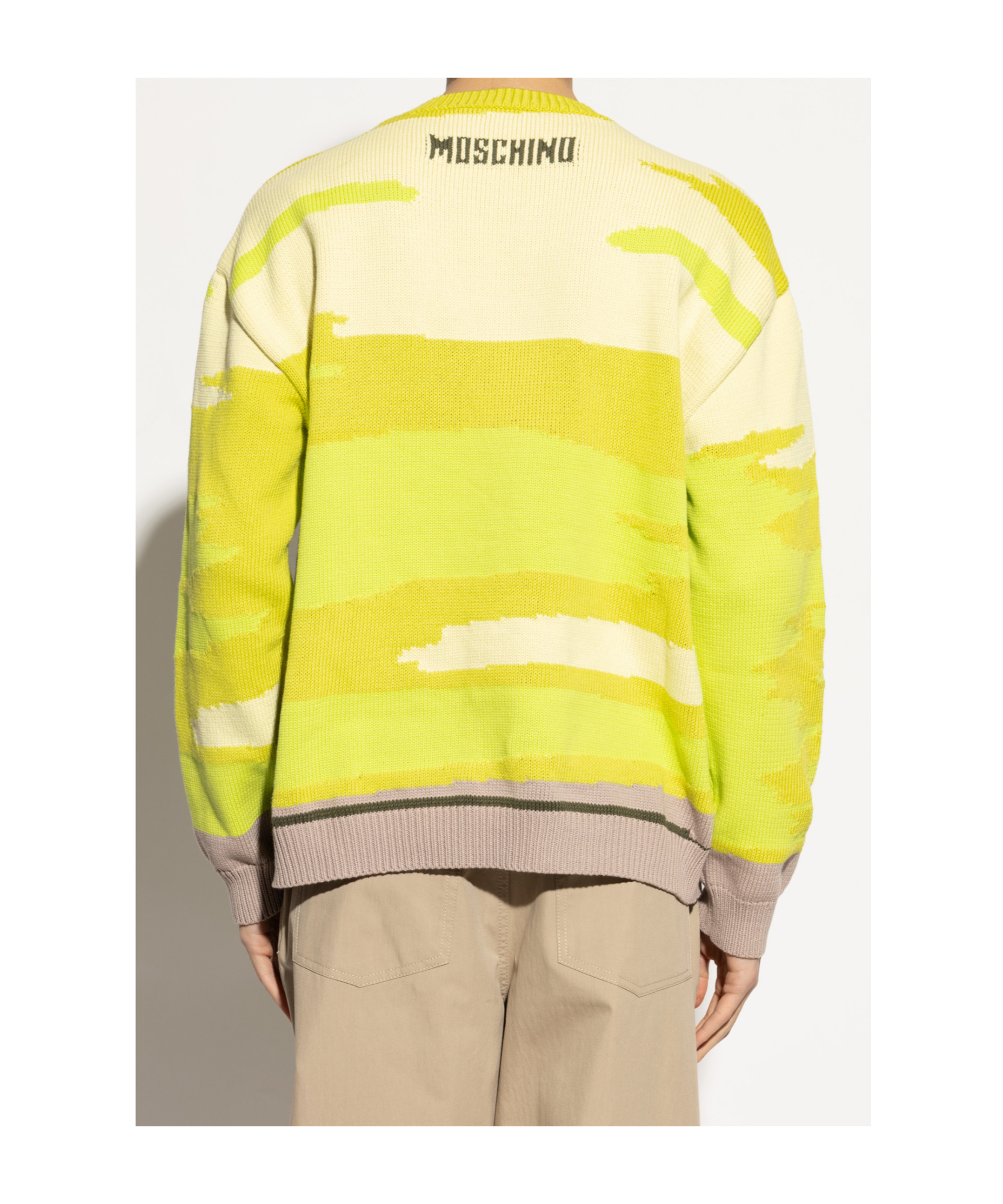 Moschino Chimpanzee Intarsia Knit Sweater In Yellow