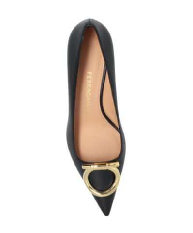 Ferragamo 40mm Gancini Pointed-toe Pumps In Black