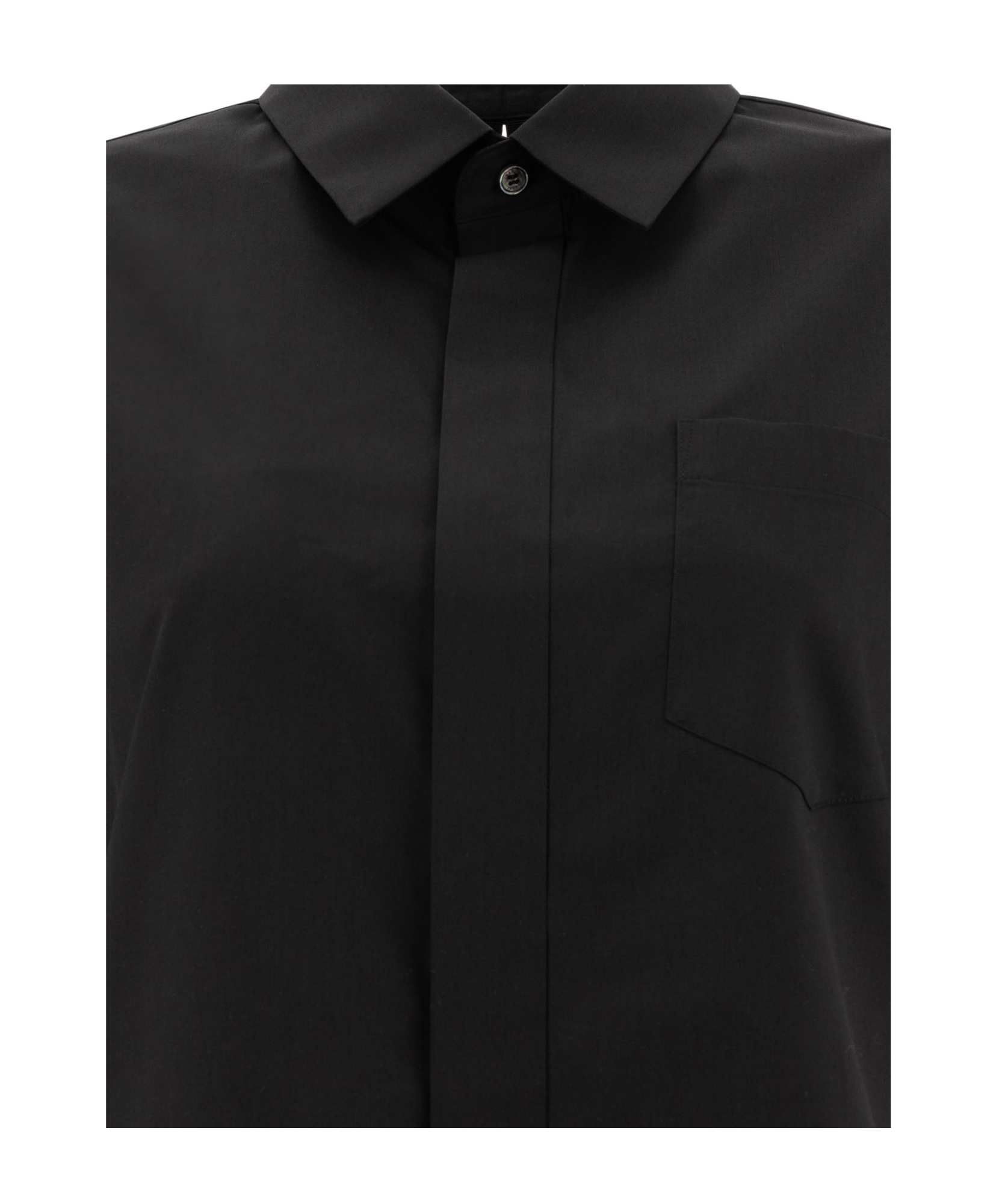 Shop Sacai Pleated Shirt In Black