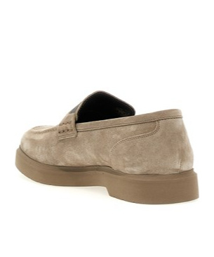 Brunello Cucinelli Crystal-embellished Penny Loafer Light Grey In Nude