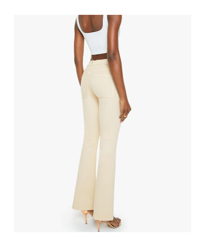 Mother Ecru Denim Flared Jeans In Brown