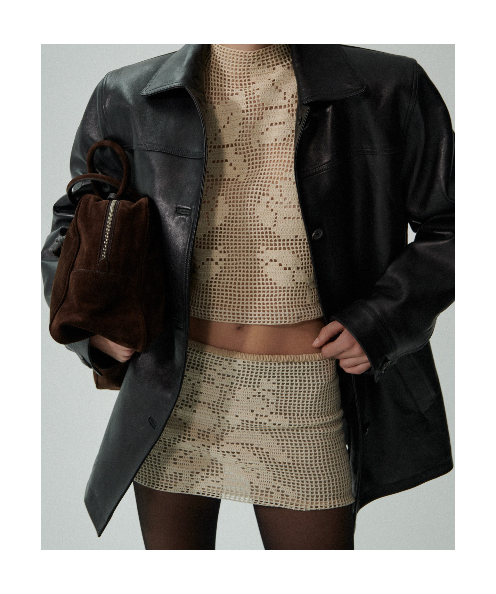 Magda Butrym Long-sleeved Leather Jacket In Black