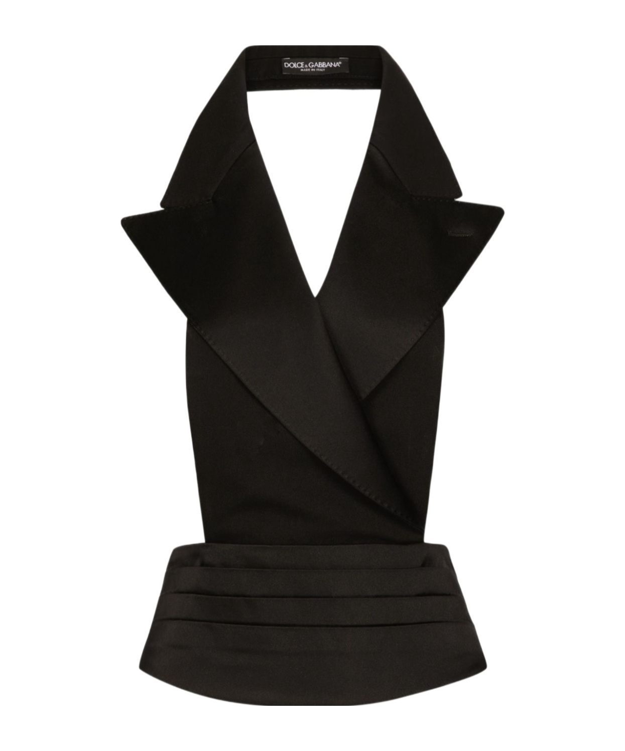 Dolce & Gabbana Black Double-breasted Vest With Rear Cut-out In Silk And Wool Woman In Black