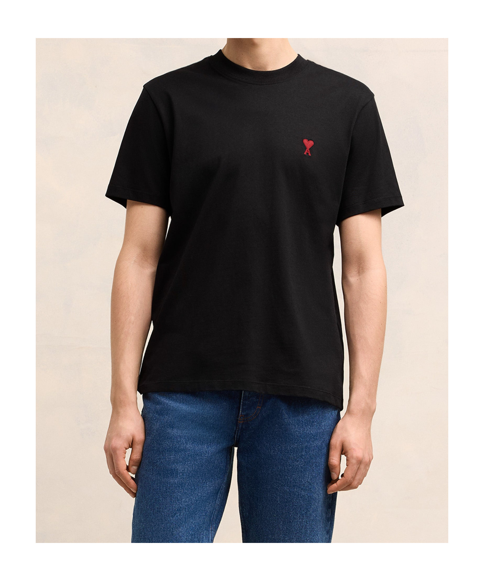 Ami Alexandre Mattiussi Logo-embroidered Organic Cotton-jersey T-shirt In Black