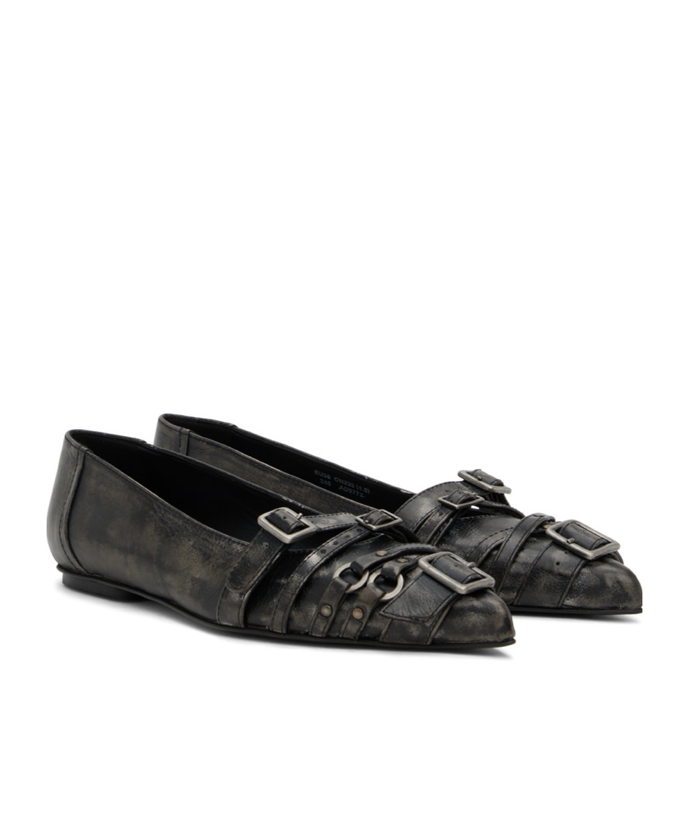 Acne Studios Pin-button Ballet Flats In Black