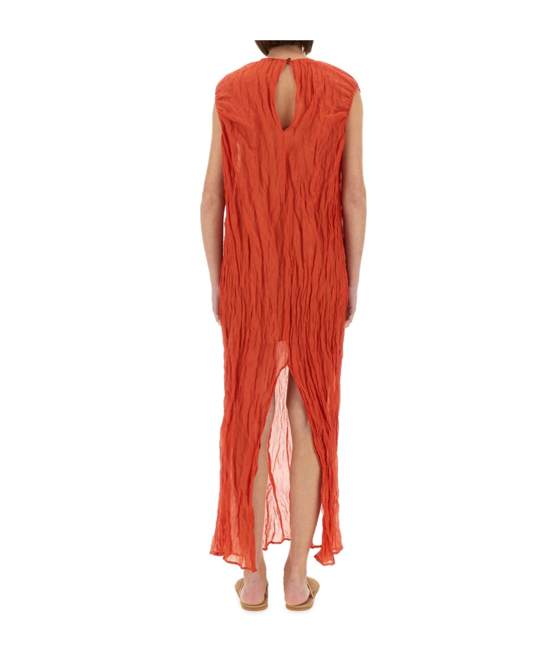 Alysi Metallic Gauze Longuette Dress In Red