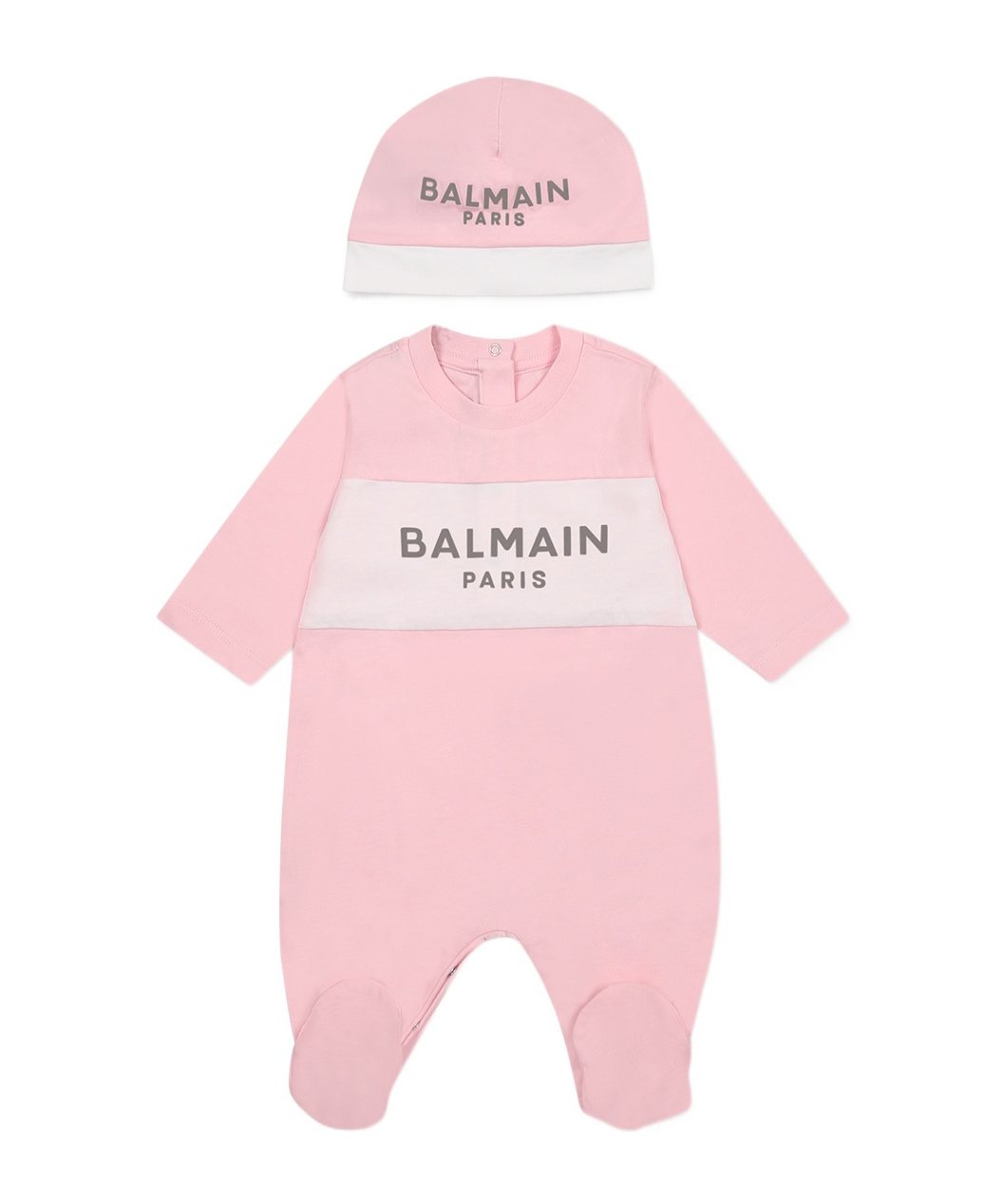 Balmain Long-sleeved Jumpsuit Hat Set In Pink