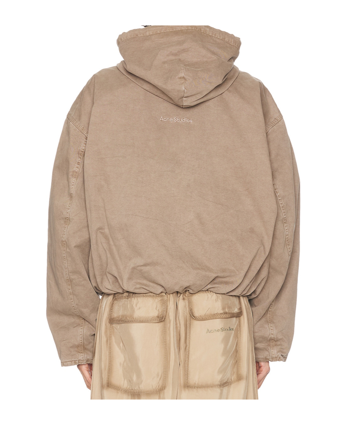 Acne Studios Womens Charcoal Grey Gathered-hem Drawstring-hooded Woven Bomber Jacket In Nude
