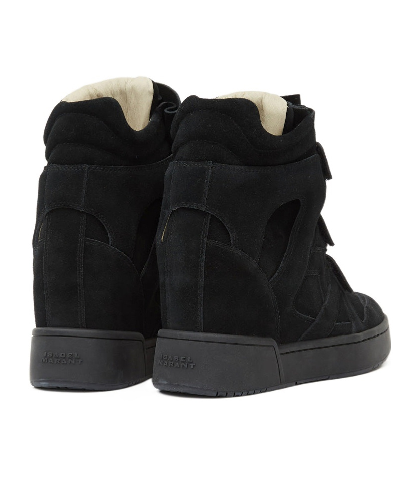 Isabel Marant Women Black Wedge With Insert Design And High Heel Sneaker In Leather Woman