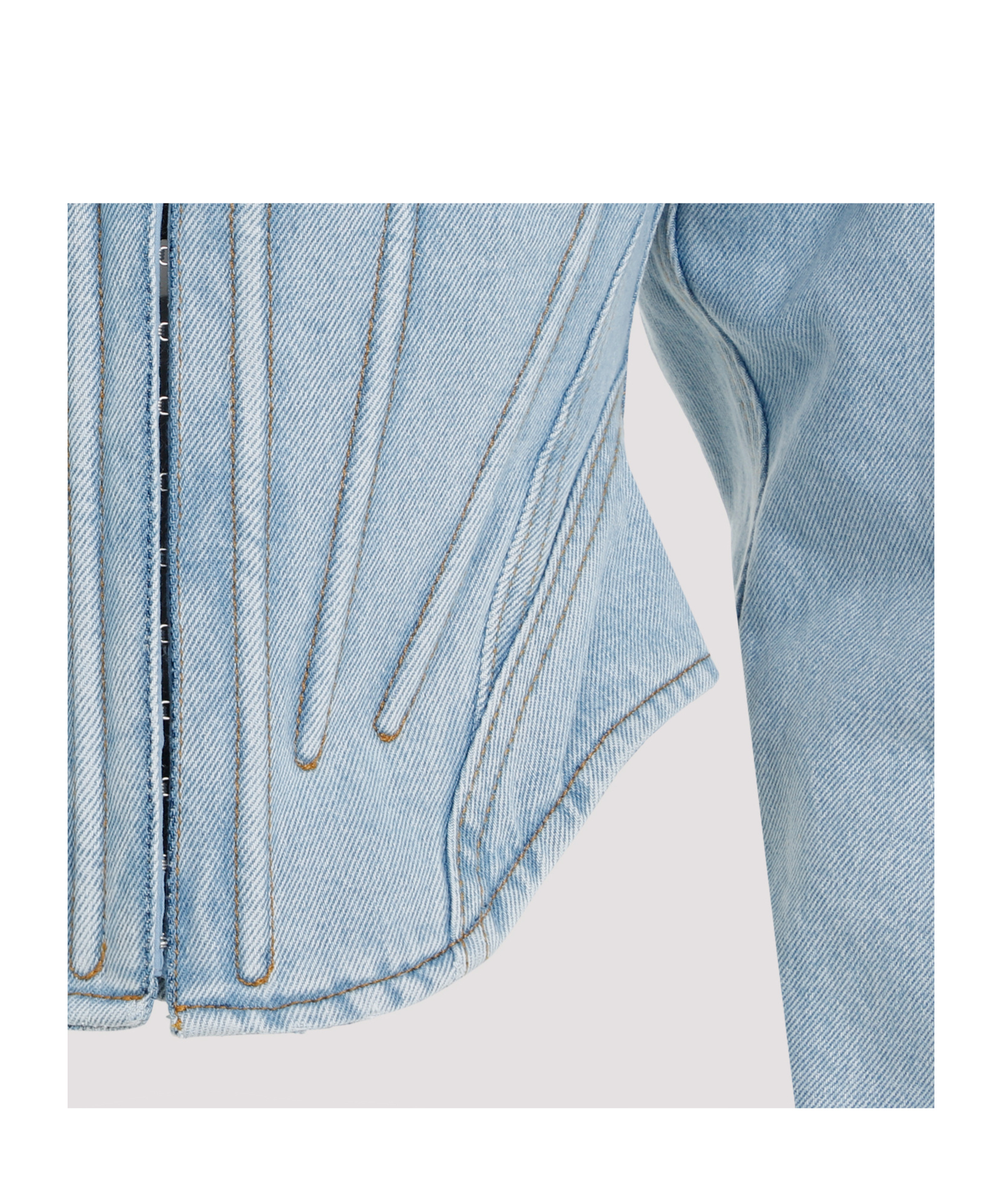 Shop Mugler Corset-style Denim Jacket In Blue