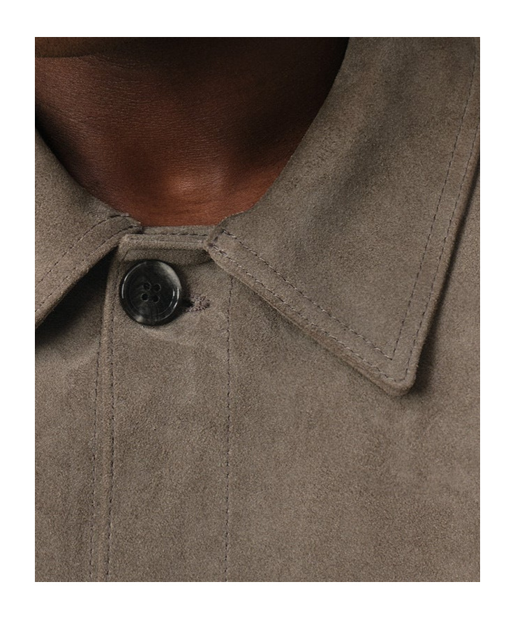 Ami Alexandre Mattiussi Beige Leather Buttoned Jacket Grey In Brown