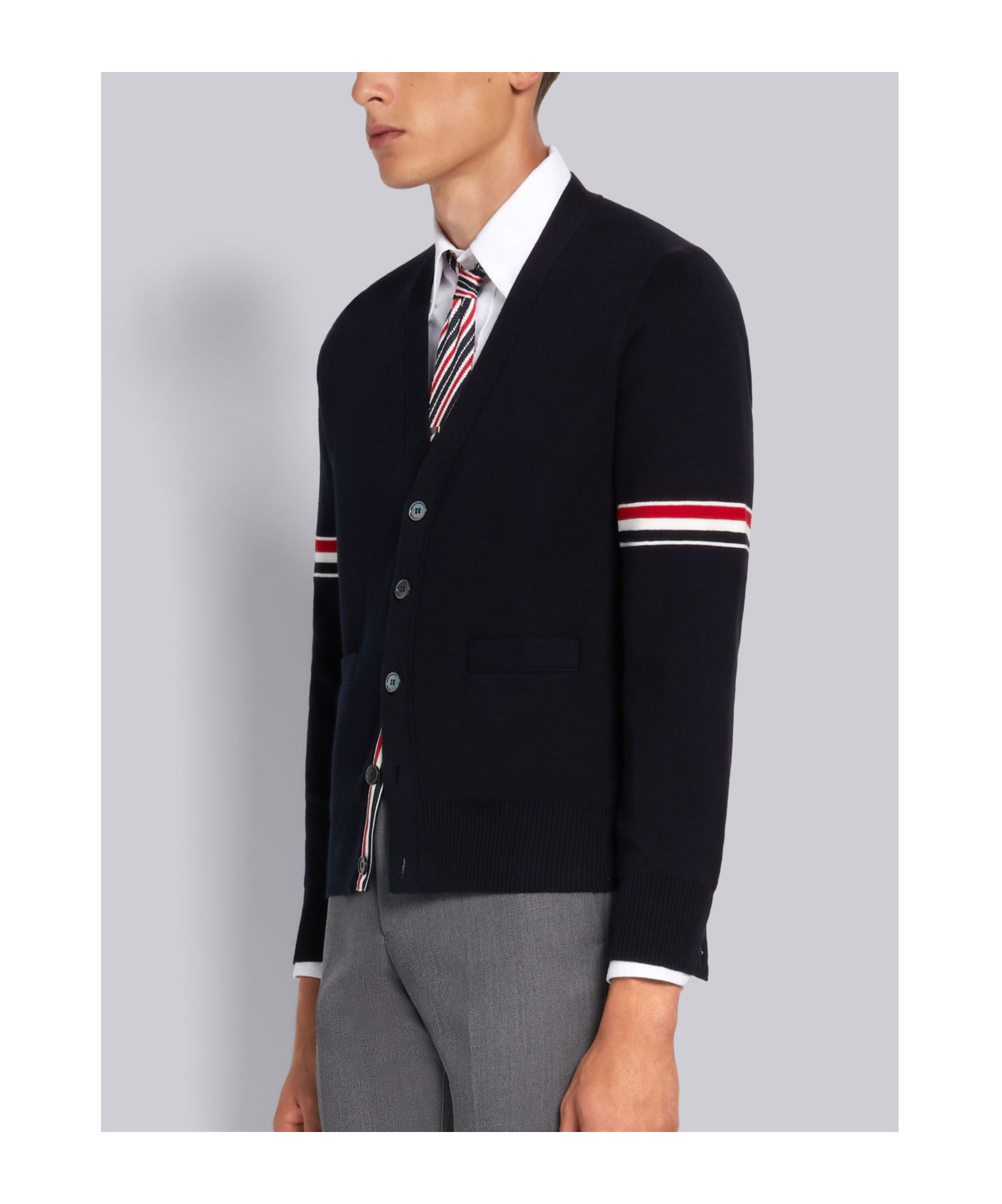 Thom Browne Rib Stitch Wool Cardigan In Black