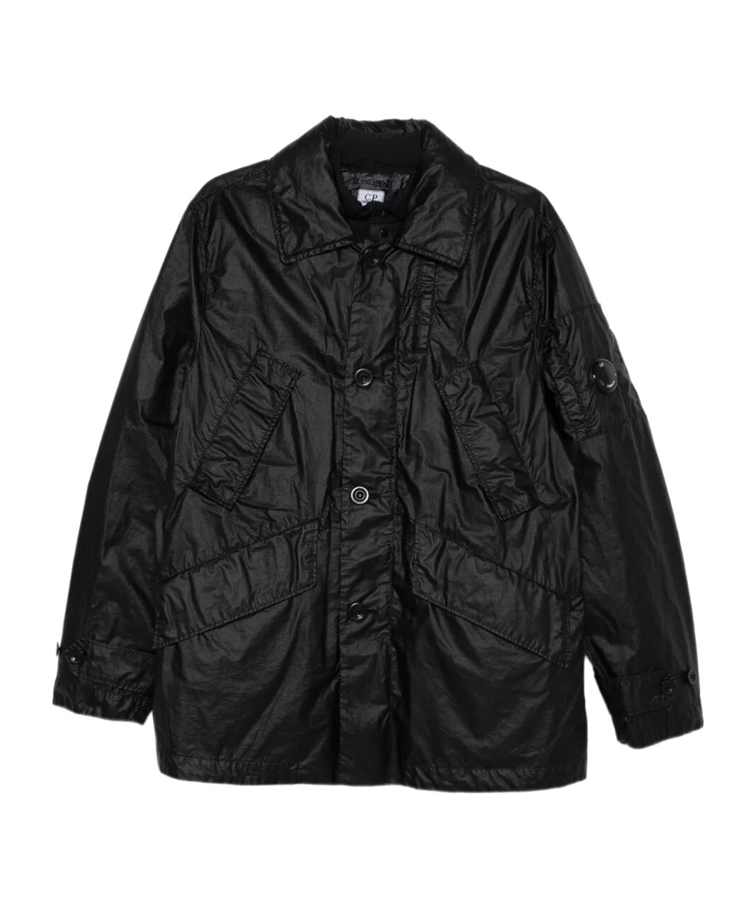 C.p. Company Lens-detail Button-fastening Jacket In Black