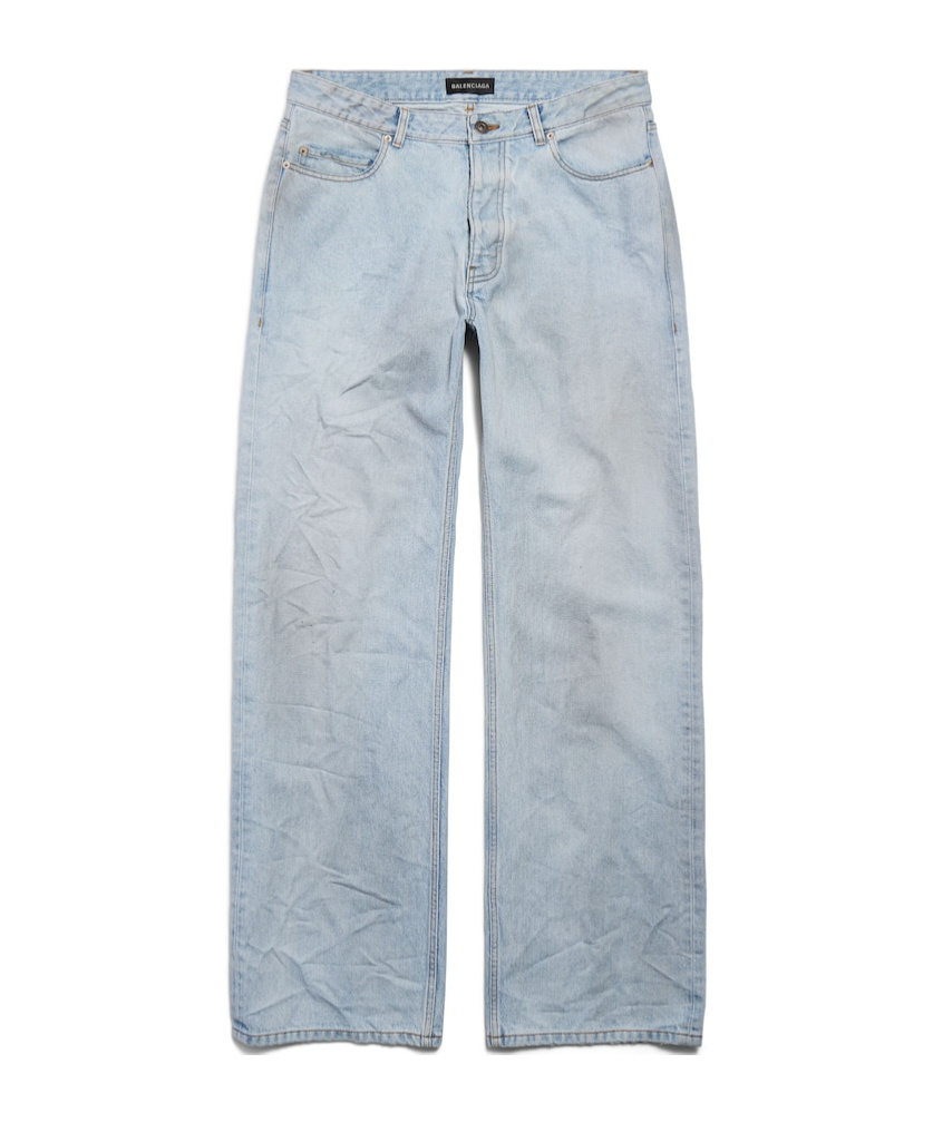 Balenciaga Men's Distressed Relaxed Fit Pants In Light Blue In Blue