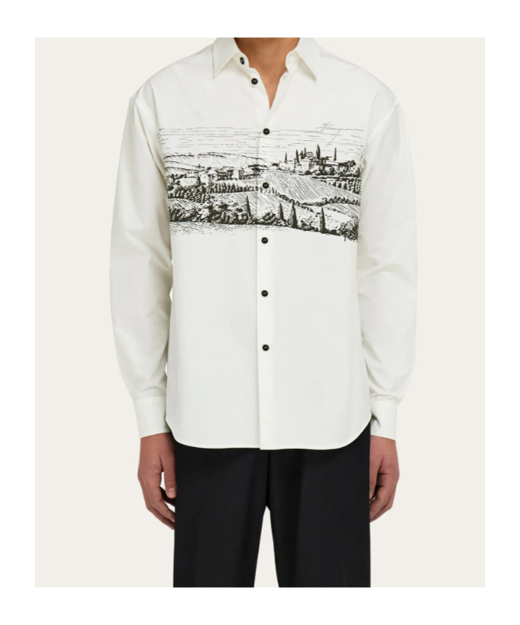 Ferragamo Back To Earth - Printed Shirt In White