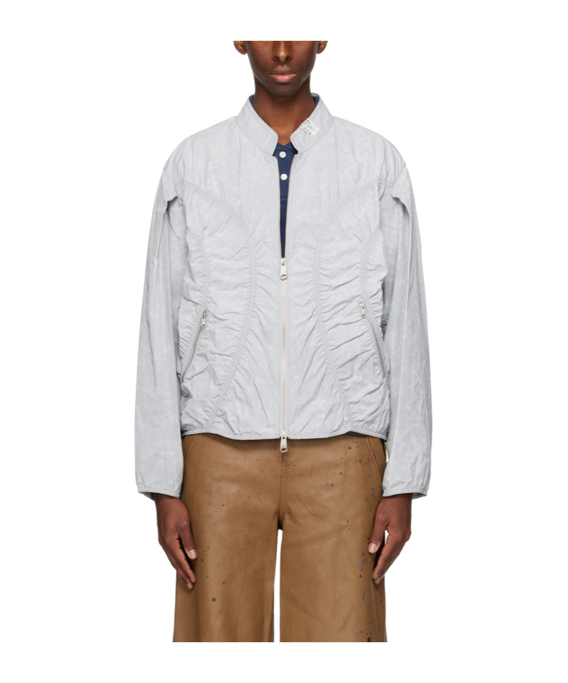 Ader Error Pleated Pilot Jacket In White
