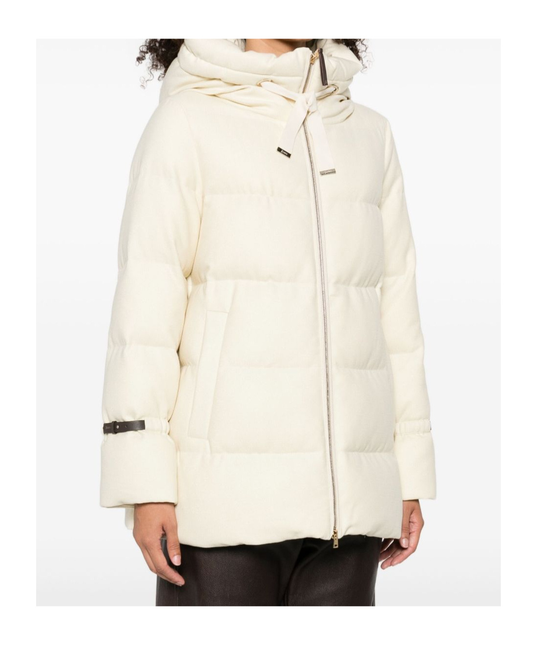 Herno Hooded Medium-length Wool Down Jacket With Zip Clothing In White