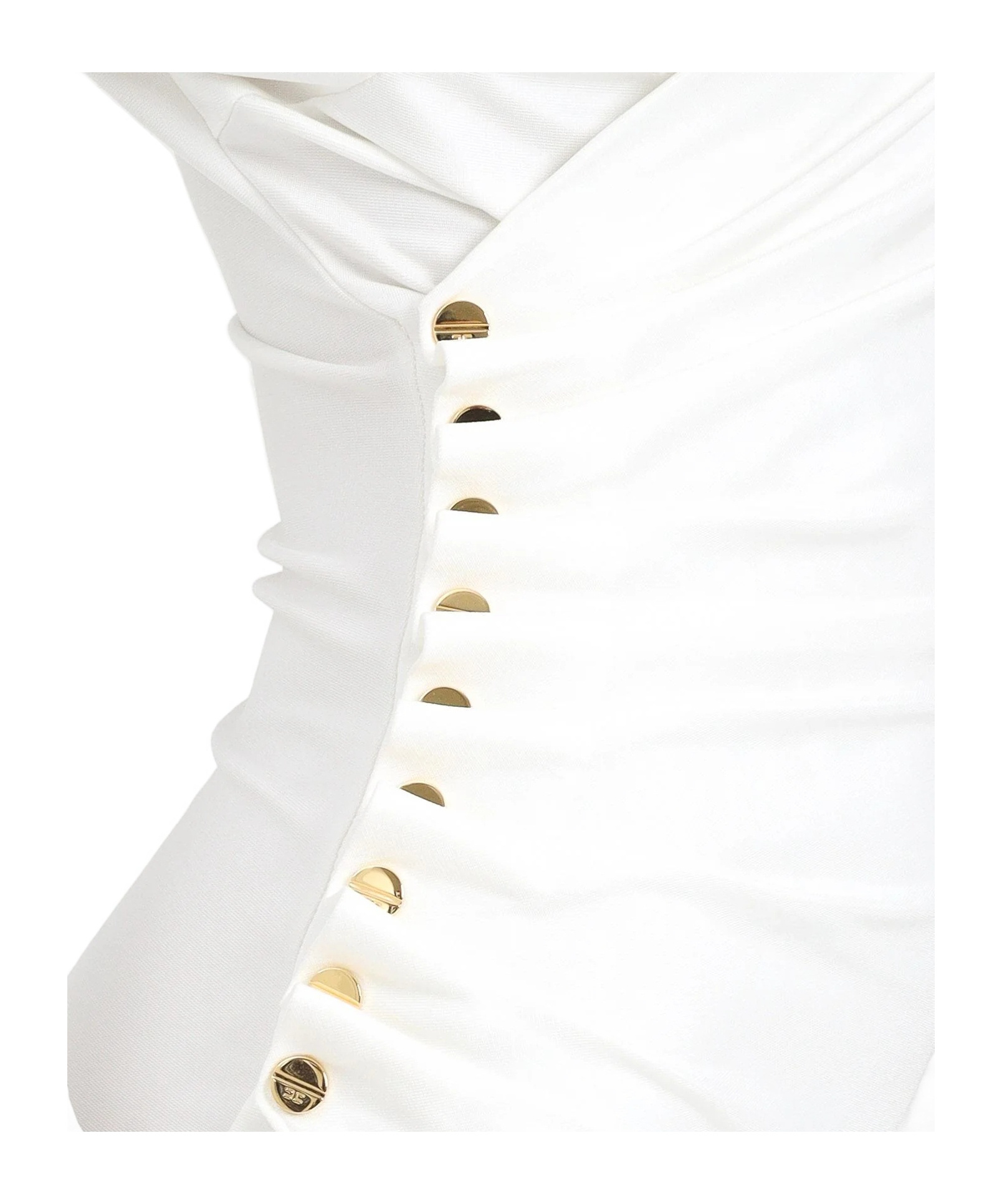 Elisabetta Franchi Jersey Dress With Jewel Buttons In White