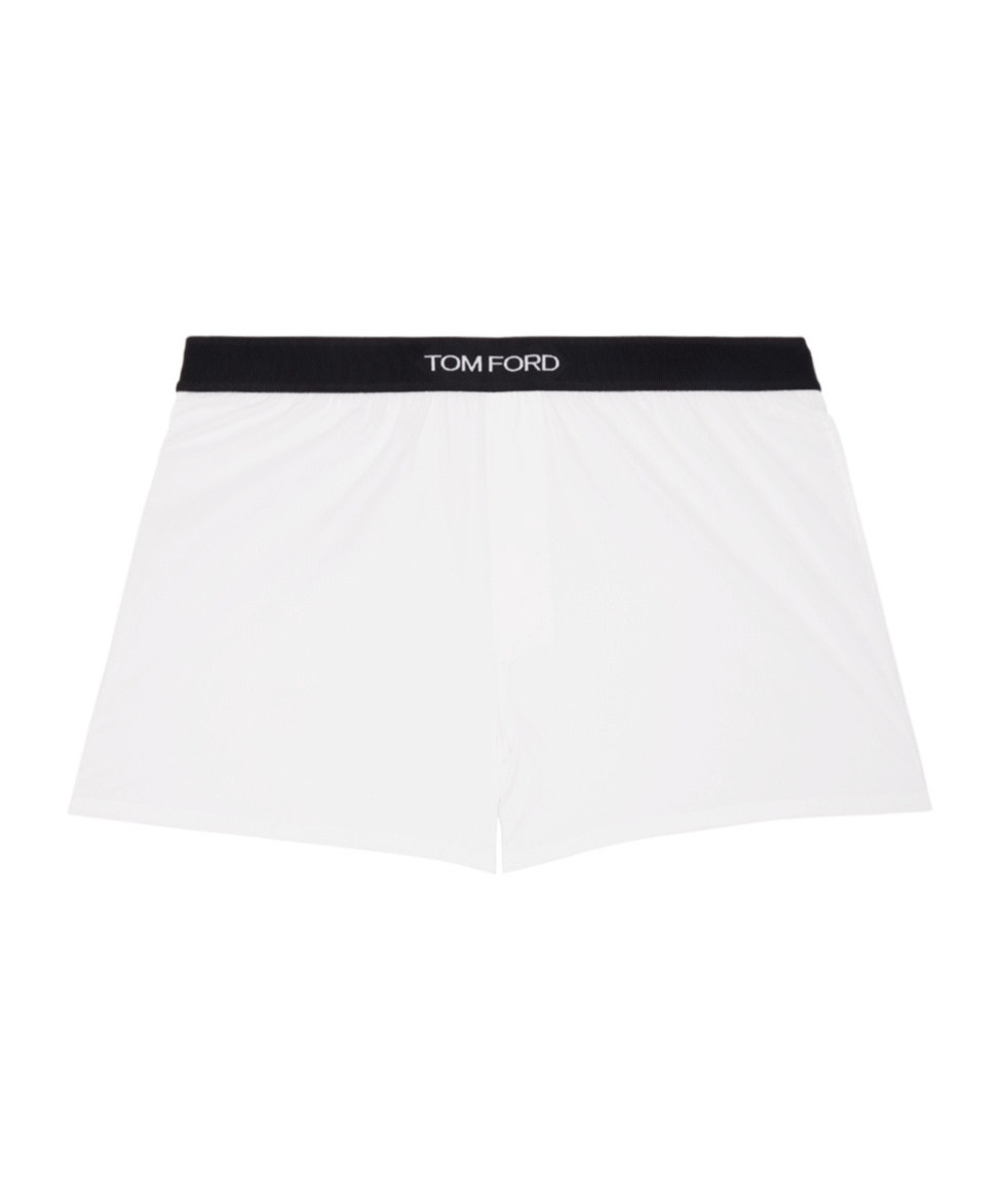 Tom Ford White Crewneck T-shirt With Tf Embroidery In Lyocell And Cotton Blend Man In White
