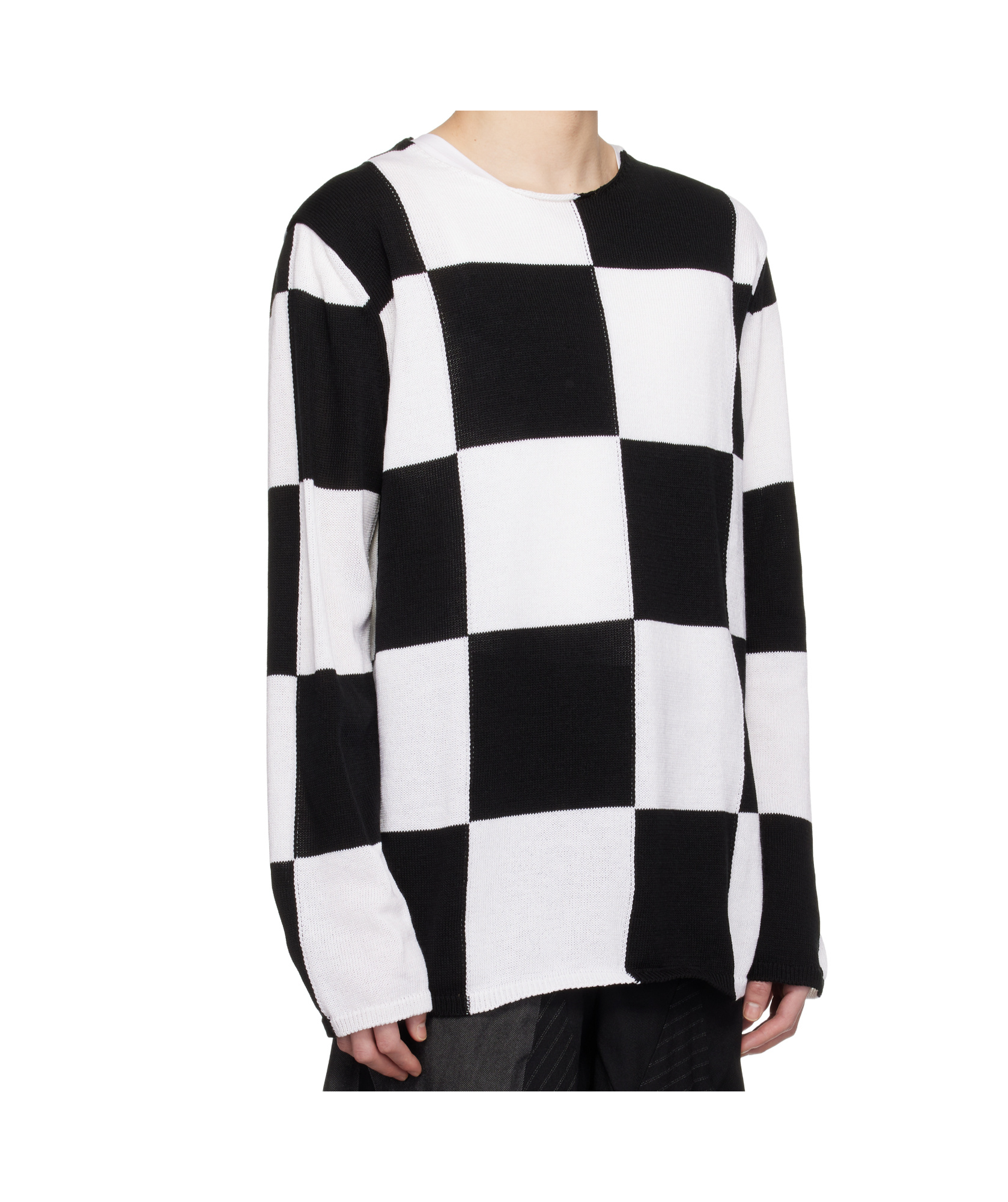Comme Des Garçons Checkered Pattern Intarsia Knit Sweater