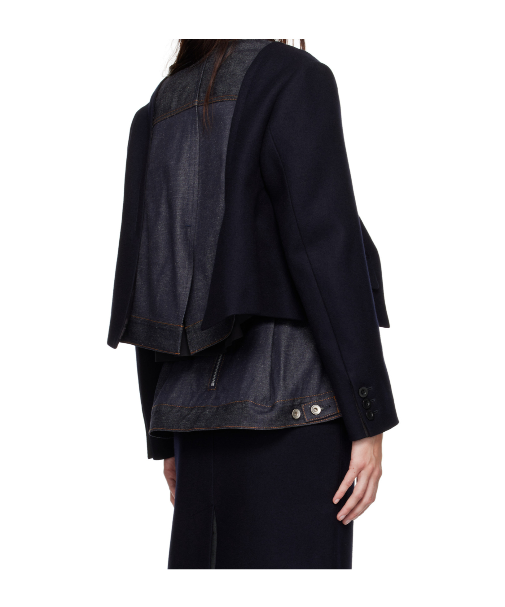 SACAI STITCHED DENIM COAT