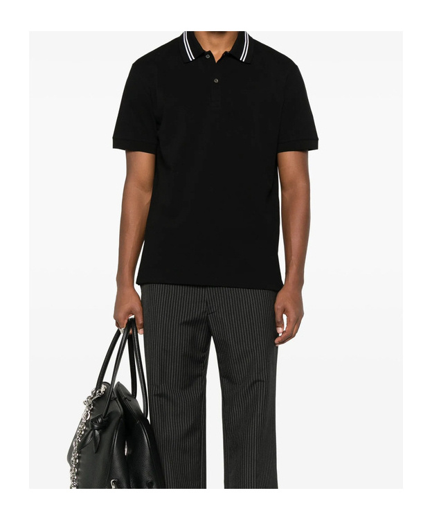 Alexander Mcqueen Polo Shirt With Short Sleeves And Collar In Black