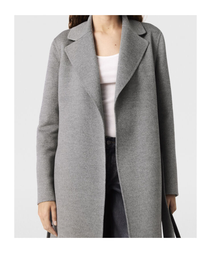 Stella Mccartney Belted Double Face Wool Wrap Coat In Gray