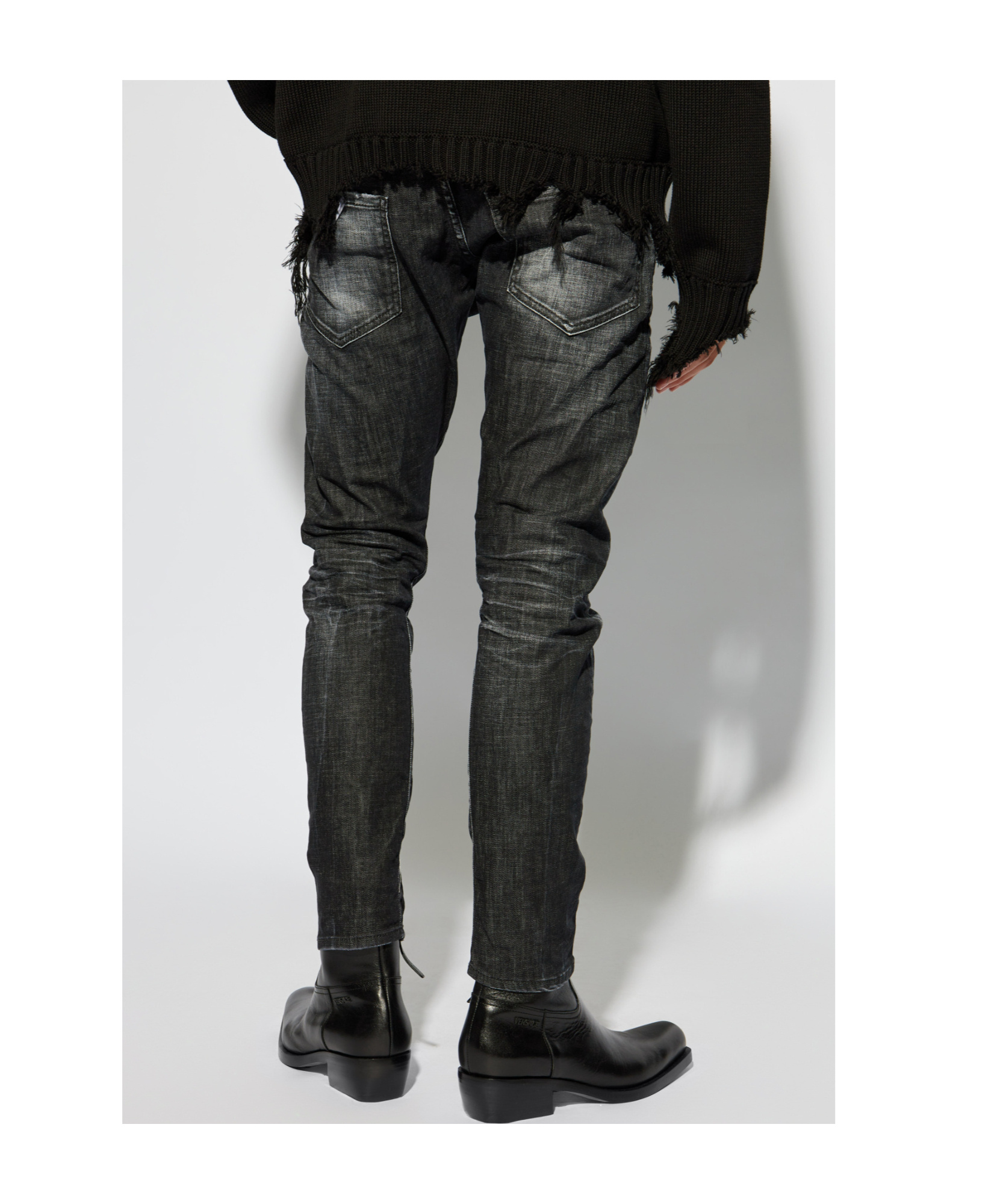 Dsquared2 Zip Detail Distressed Denim Jeans In Black