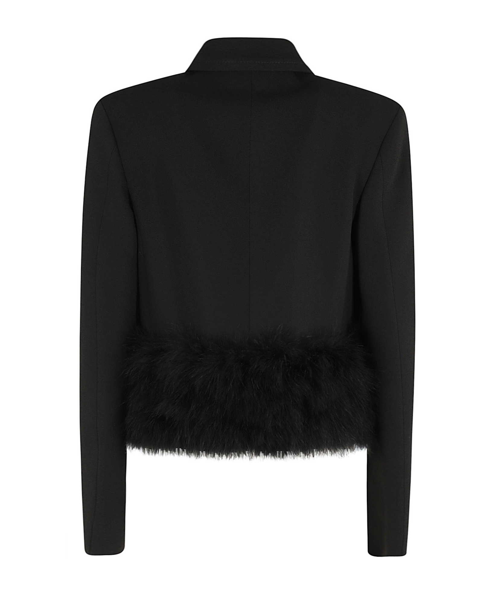 Blumarine Feather-trim Blazer In Black