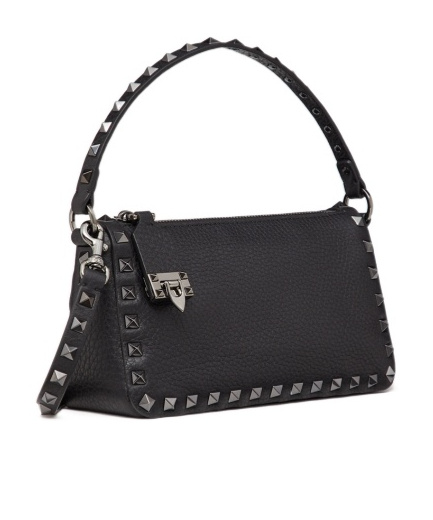 Valentino Rockstud Leather Crossbody Bag In Black
