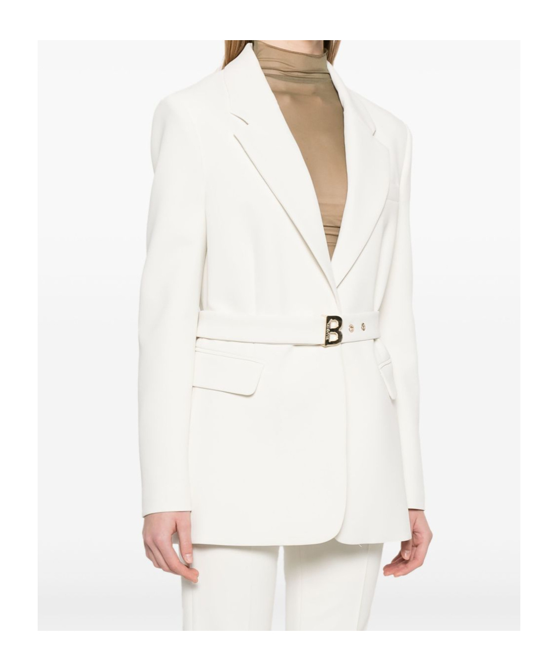 Blugirl Tailored White Blazer With Belted Waist
