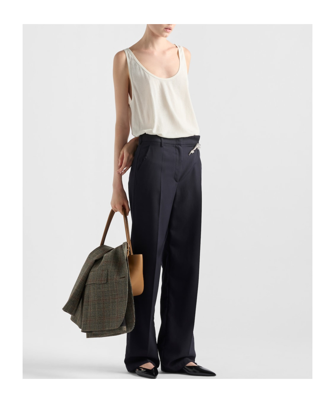 Prada Embellished Wool Gabardine Wide-leg Pants In Blue