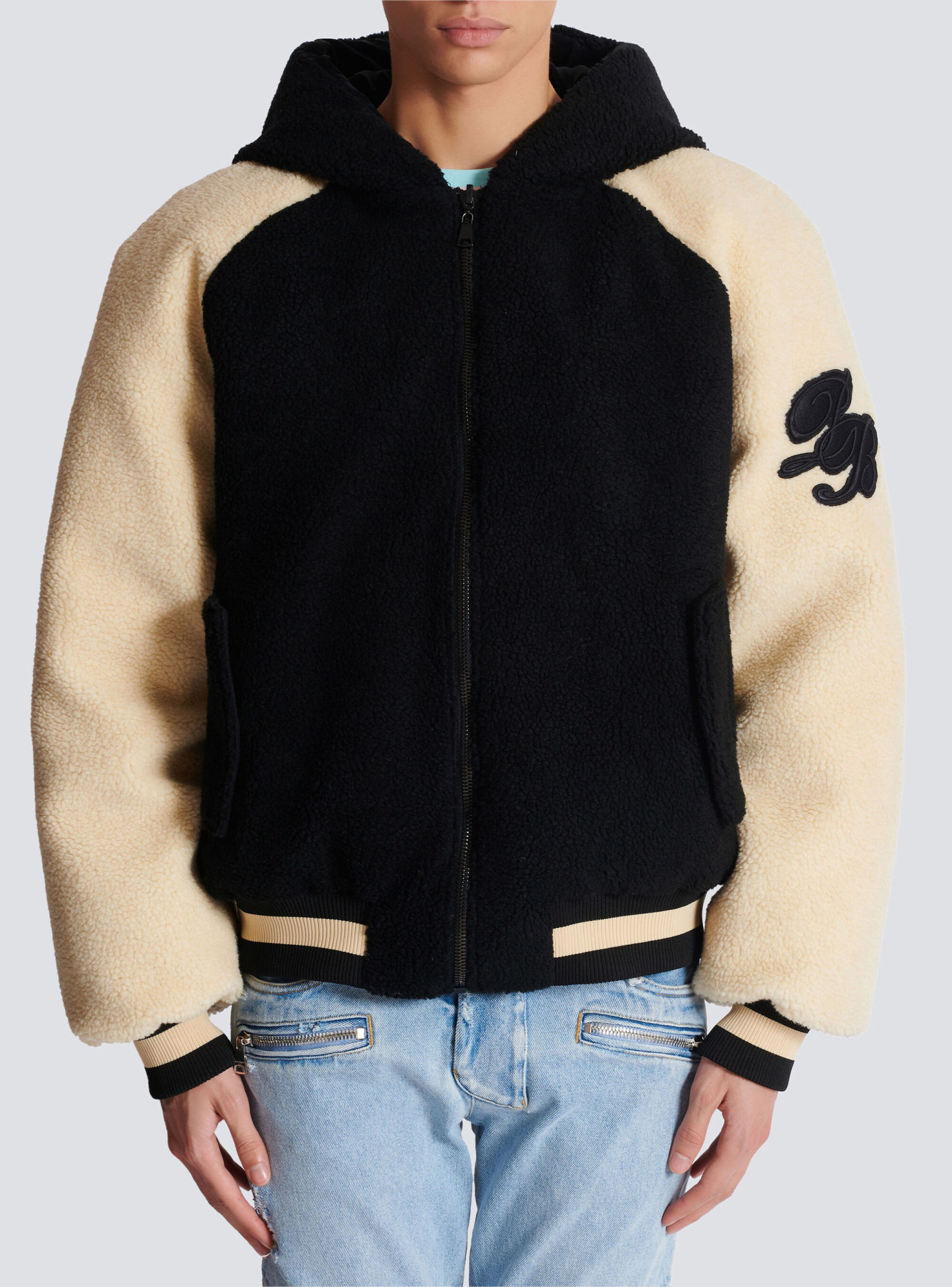 Balmain Faux-shearling Reversible Jacket In Black