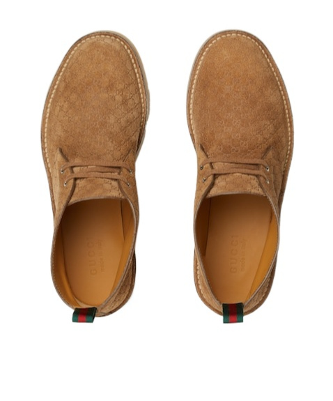 Gucci Brown Oxford Shoes With Web Detail On The Heel And Low Heel In Gg Canvas Man In Brown