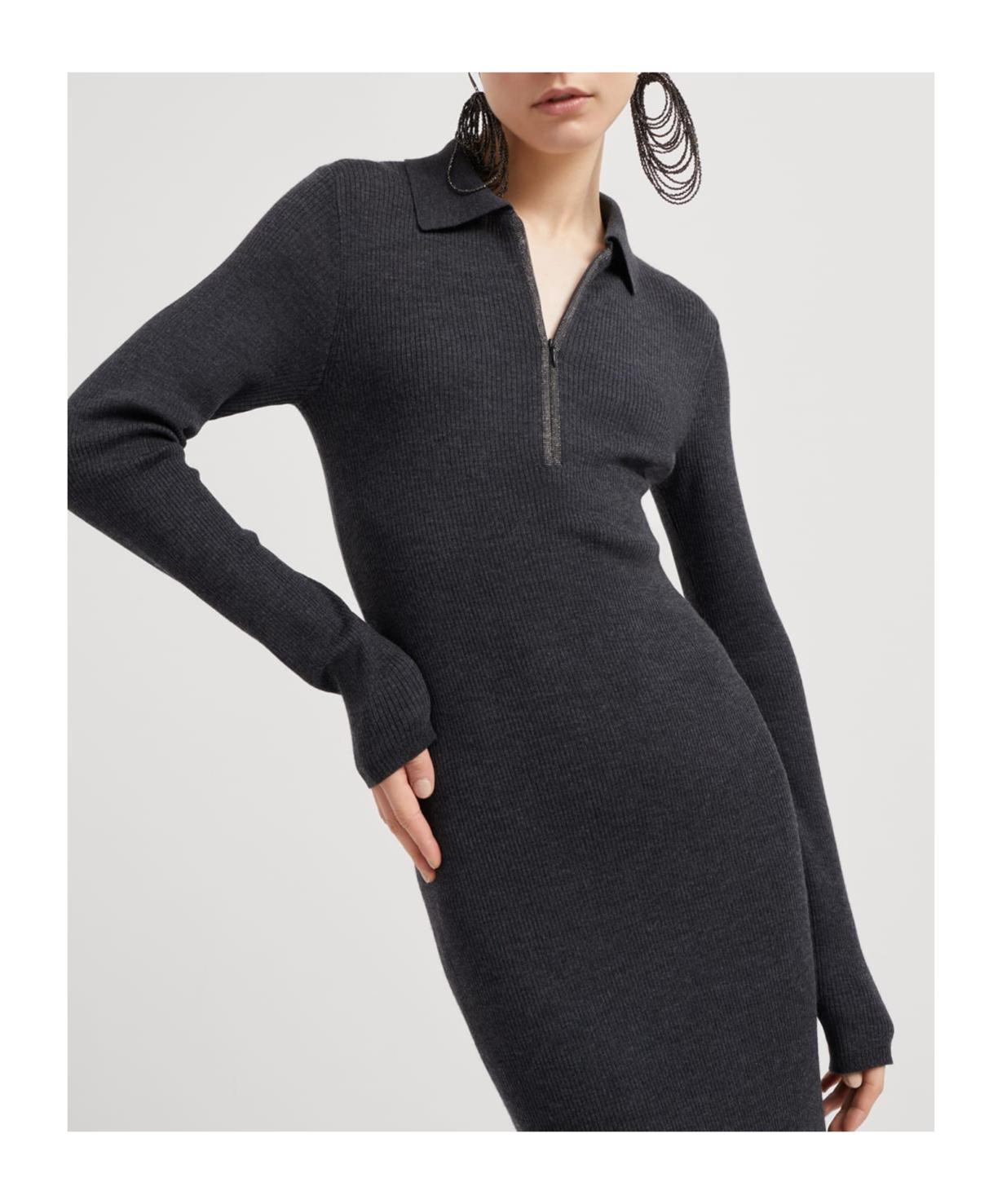 Brunello Cucinelli Cashmere And Silk-blend Midi Dress In Black