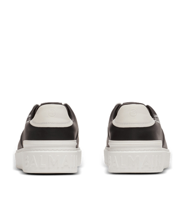 Balmain B-court Printed Calfskin Trainers In Black