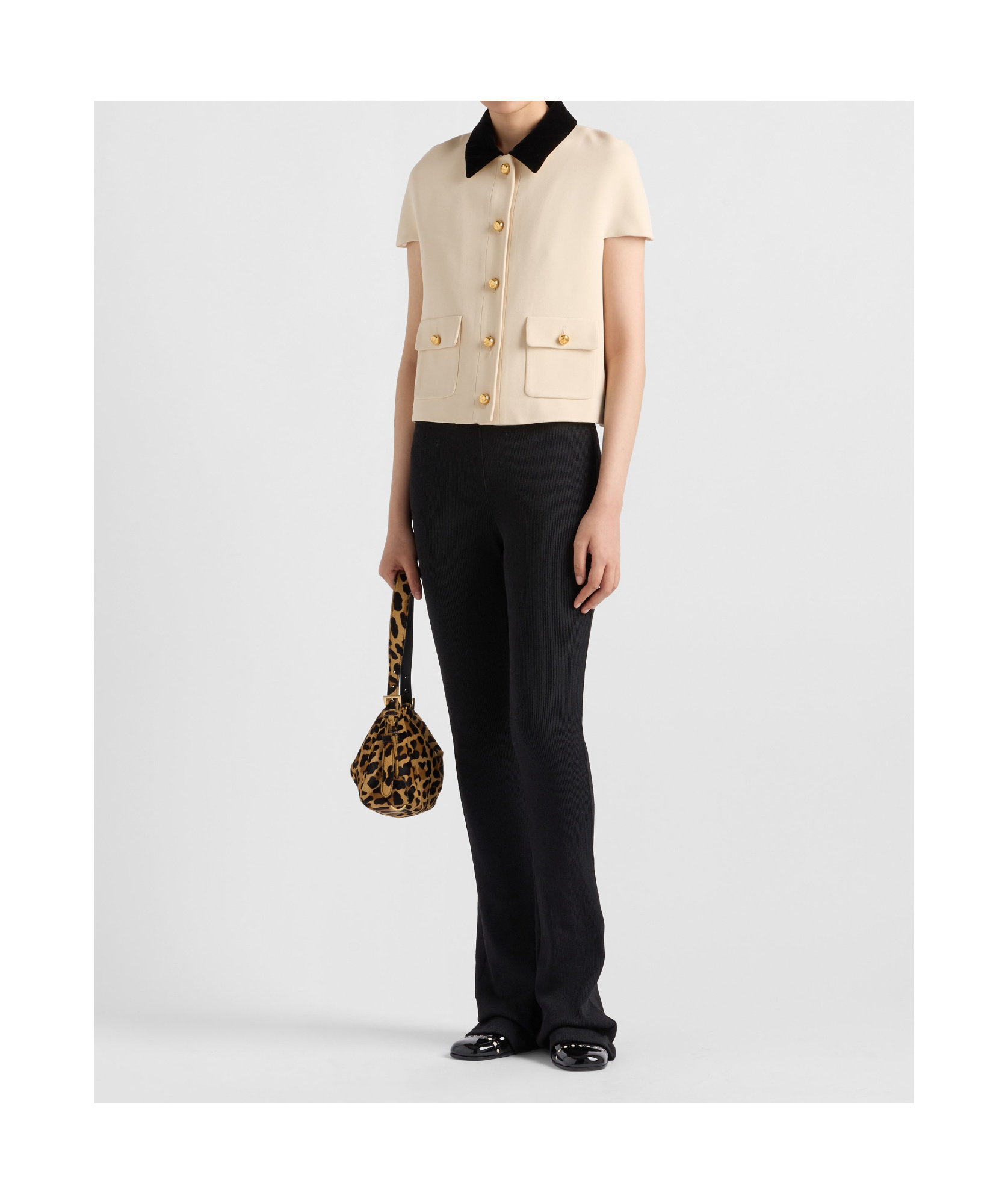 Prada Velvet-collar Jacket In Nude