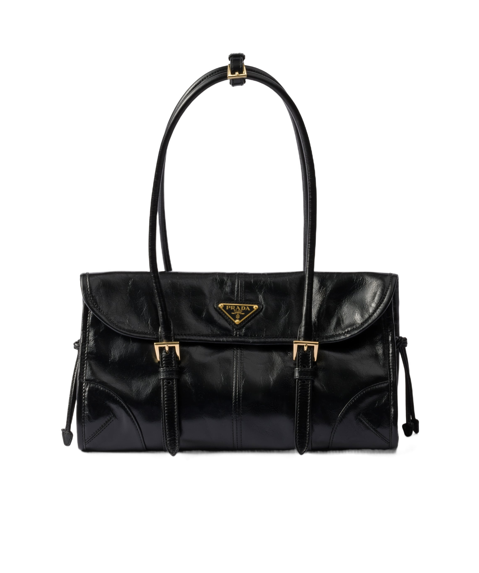 Prada Medium Leather Shoulder Bag In Black