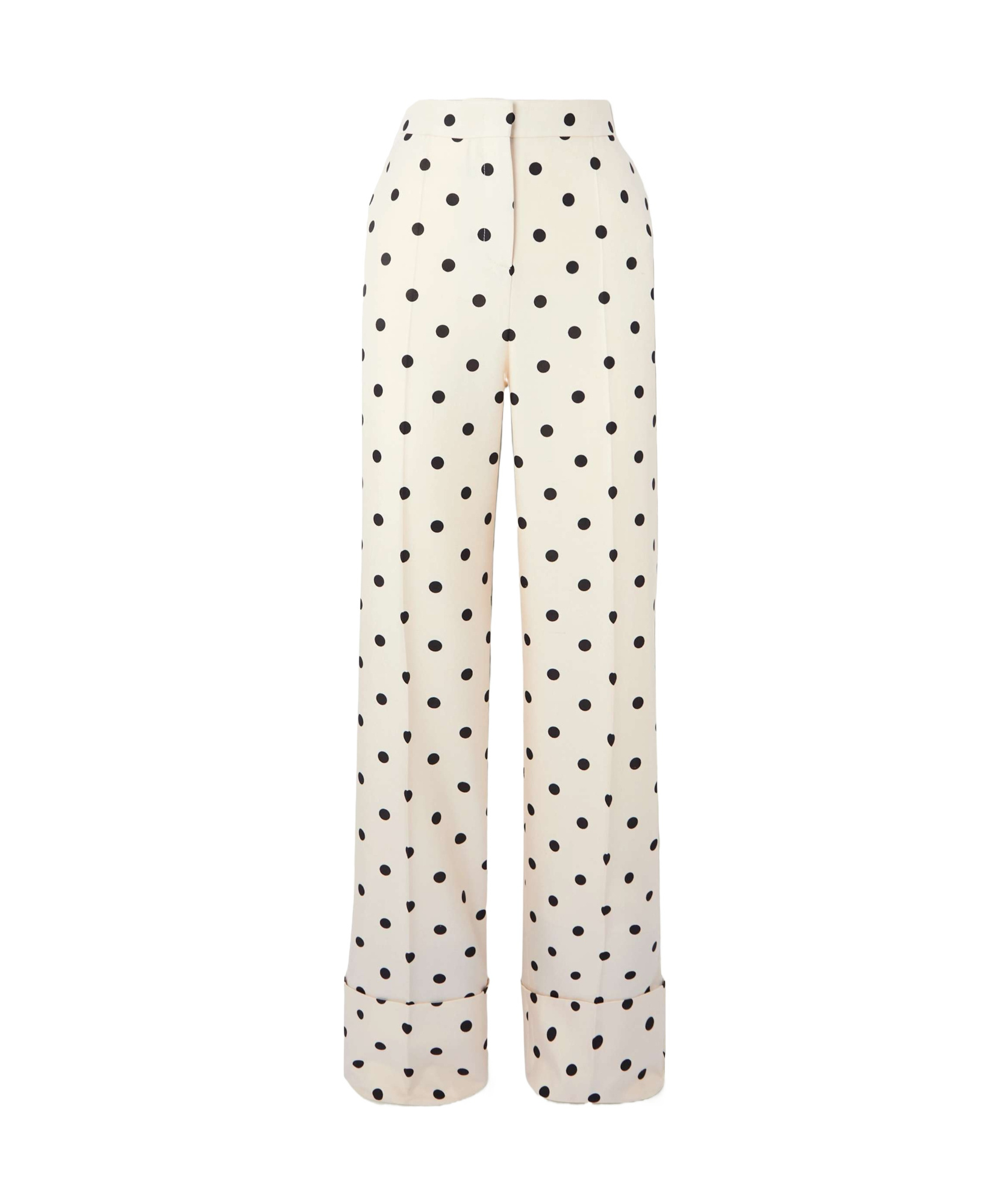 Valentino Polka-dot Silk-crepe Wide-leg Pants In White