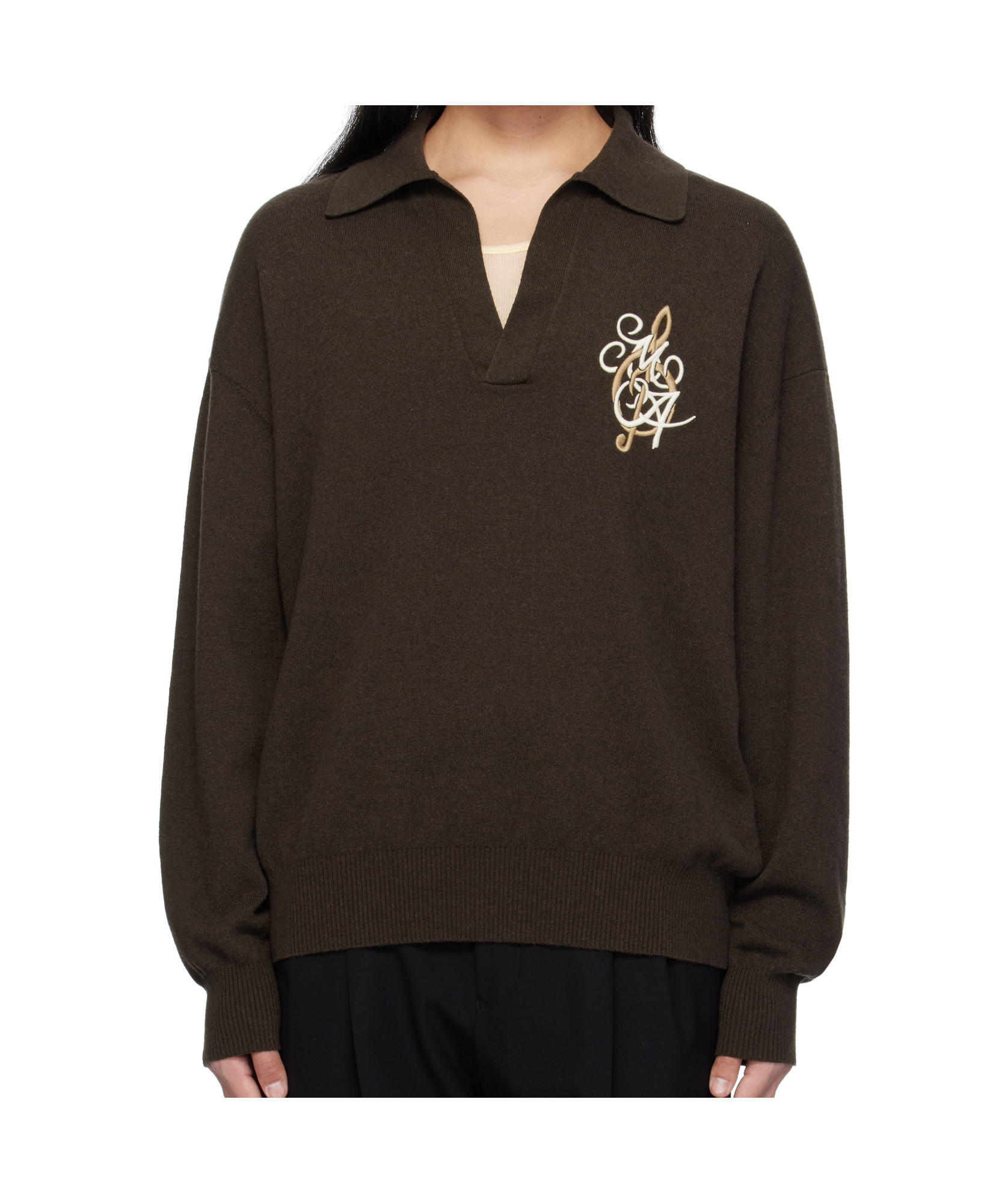 Amiri Long Sleeve Sweater In Brown