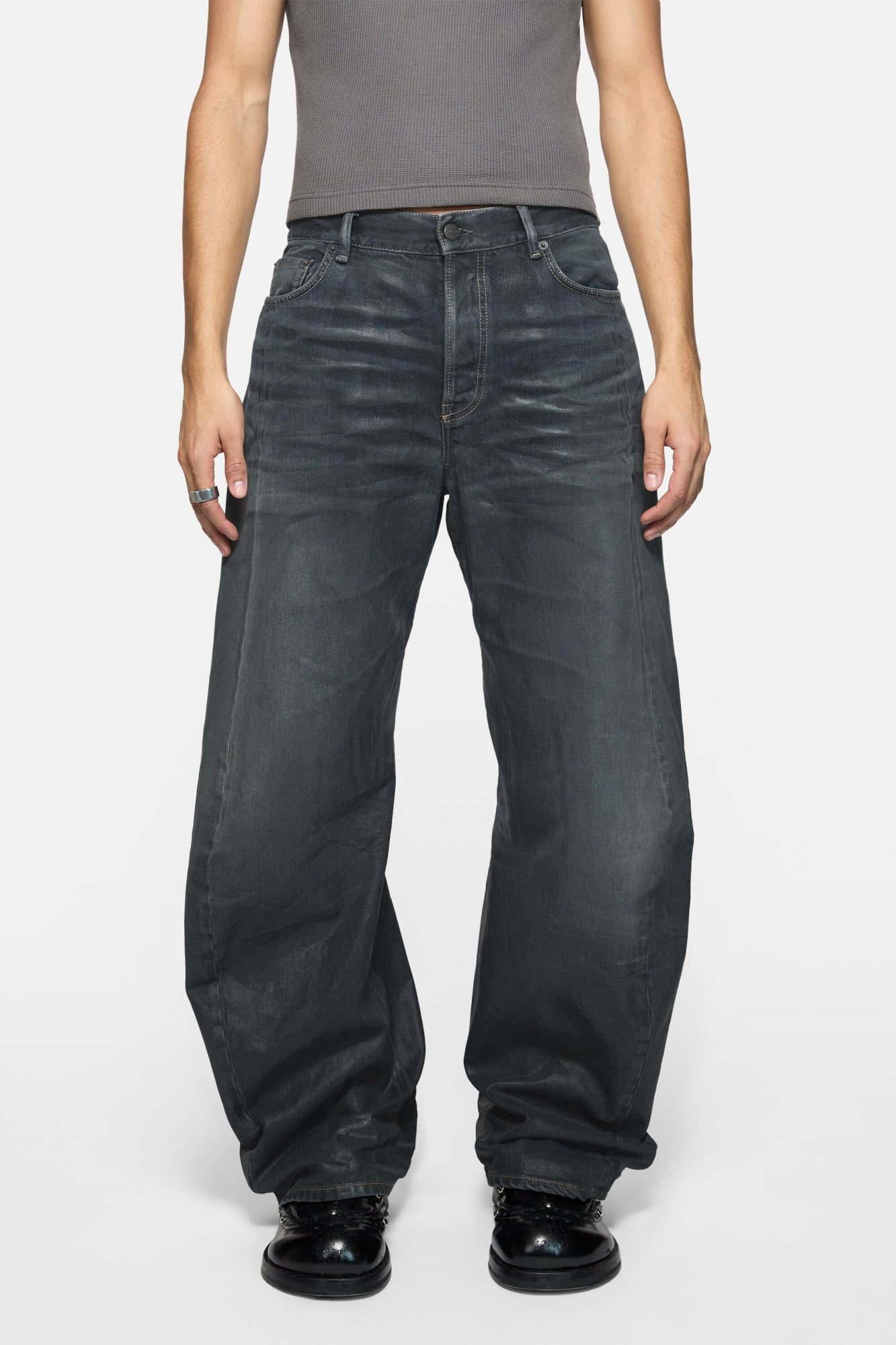 Acne Studios Jeans With Belt Loops In Green