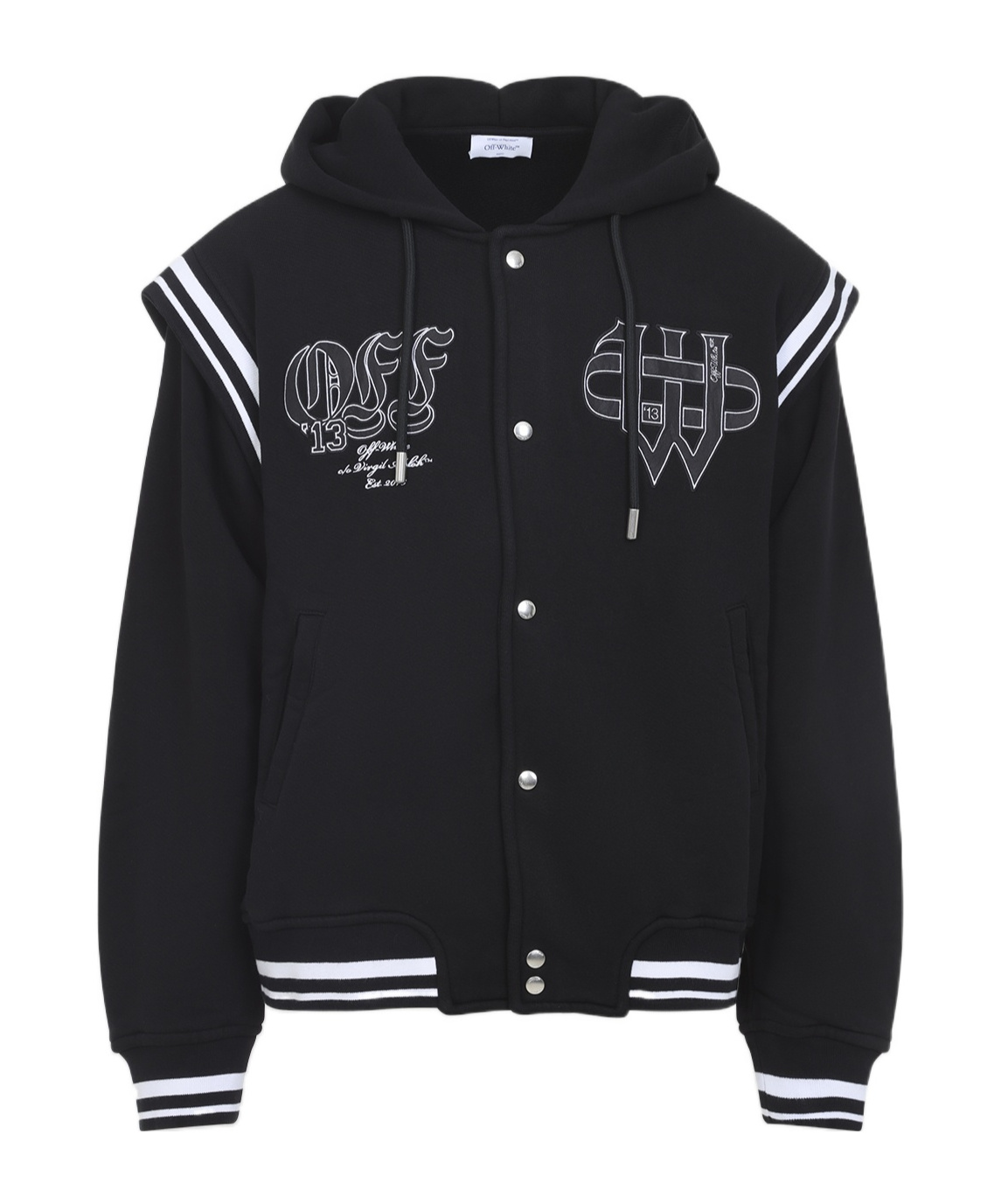 Off-white Off White Gothic Fleece Varsity Jacket In Black