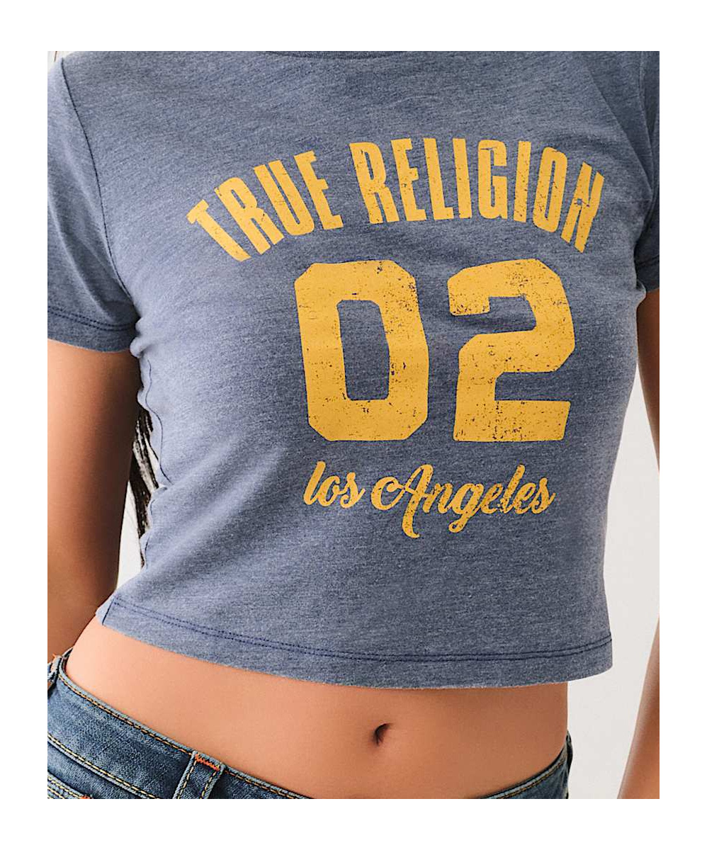 True Religion La Burnout Baby Tee In Gray